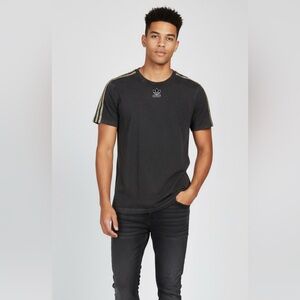 Adidas Black Snakeskin Print 3-Stripe Logo Unisex Tee XS